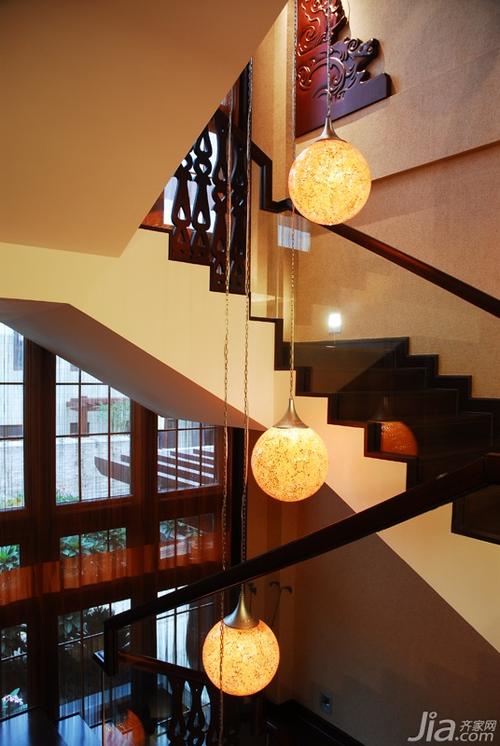 欧式风格别墅奢华褐色豪华型140平米以上楼梯灯具效果图